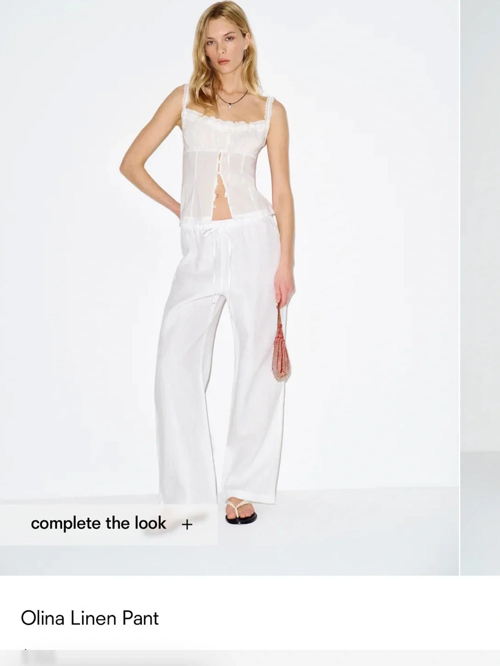 NWT Reformation Olina Linen Pants in White XS